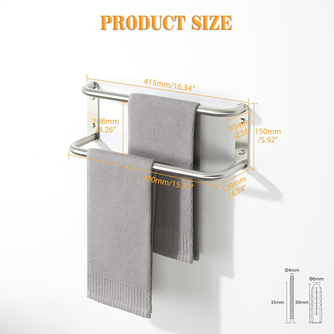 40CM Handtuchhalter Edelstahl Gebürstet,Doppelt Handtuchhalter Wand,Gästehandtuchhalter Badezimmer S