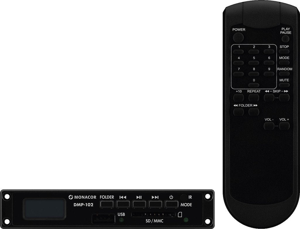 MONACOR DMP-102 kleines MP3-Spieler Einbaumodul, Audio-Spieler mit USB-Schnittstelle und SD/MMC-Card