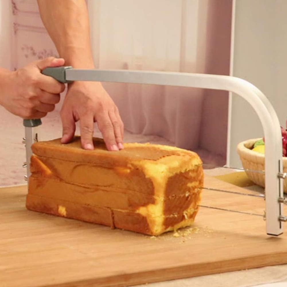 Asixxsix Kuchenschneider, Verstellbar, Professioneller Kuchen-Nivellierer, 3-Draht-Edelstahl-Schicht