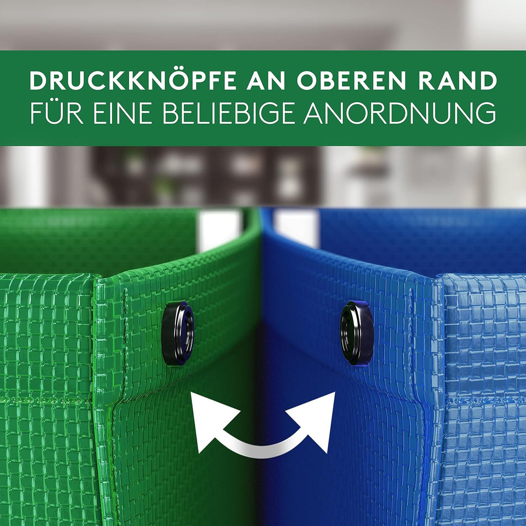 PTMS® Mülleimer 3 Fächer - Mülltrennsystem für Papier, Glas und Plastik - Umweltfreundliche Recyclin