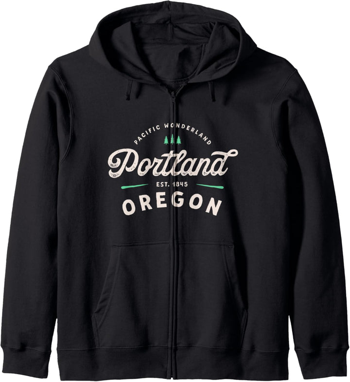 Pacific Wonderland Classic Portland Oregon 1845 Rustic Trees Kapuzenjacke