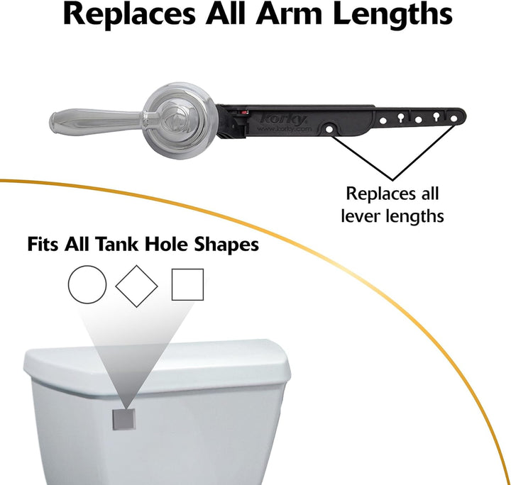 Korky 6051BP Strongarm Tank Lever Universal to Fit Front Angled Side Left and Right Mount Toilets, 1