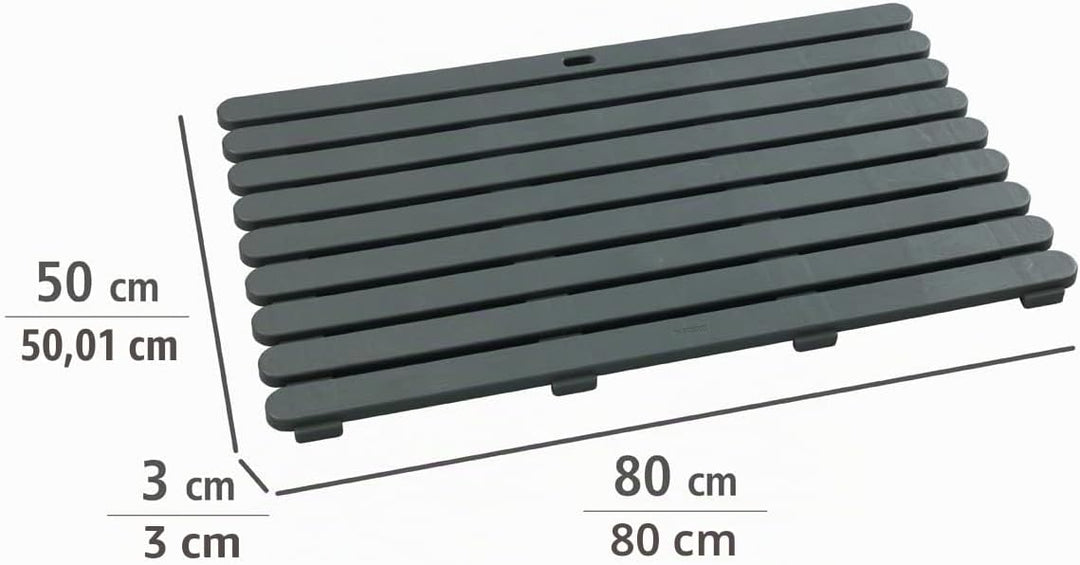 WENKO Badematte Mod. Indoor & Outdoor Grau, 50 x 80 cm mit rutschhemmender Struktur Grau, Grau