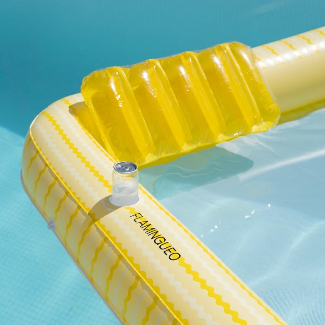 Flamingueo Luftmatratze Pool - Wassermatratze - Extra gross - Gitterboden - Zwei Getränkehalter - Zw