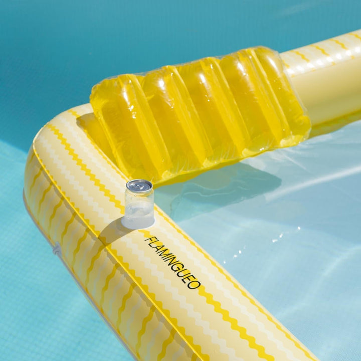 Flamingueo Luftmatratze Pool - Wassermatratze - Extra gross - Gitterboden - Zwei Getränkehalter - Zw