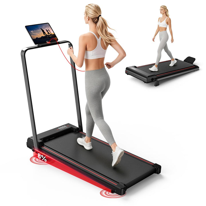 Dskeuzeew Walking Pad Klappbar mit Neigung - 4 in 1 Laufband mit 7% Steigung für Zuhause Laufpad Geh