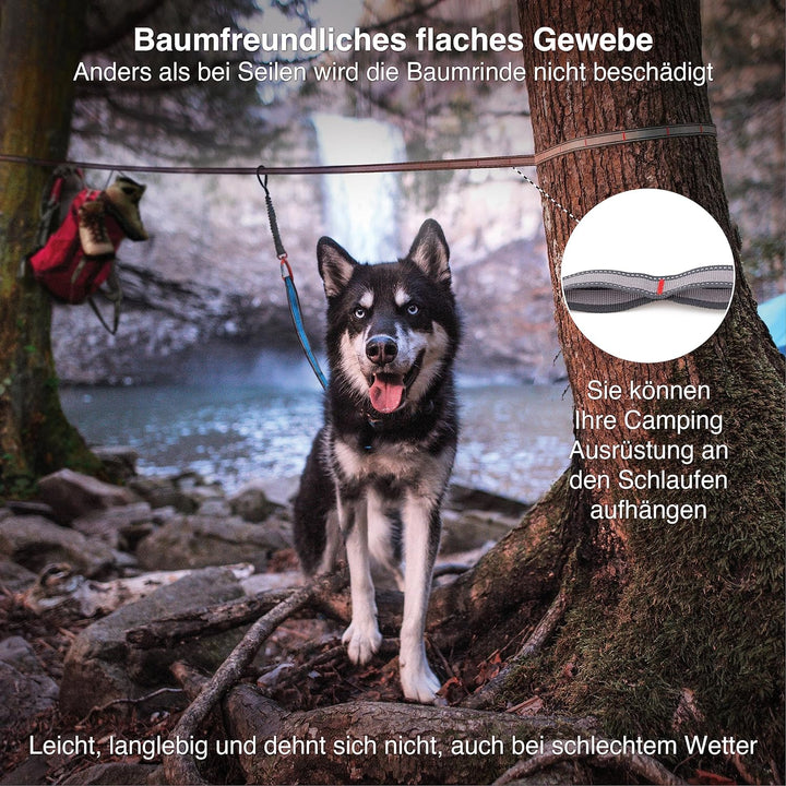 Kurgo Ridgeline Tie-Out Leine für Hunde, Baumfreundliches Gewebe mit reflektierender Naht, Mit prakt