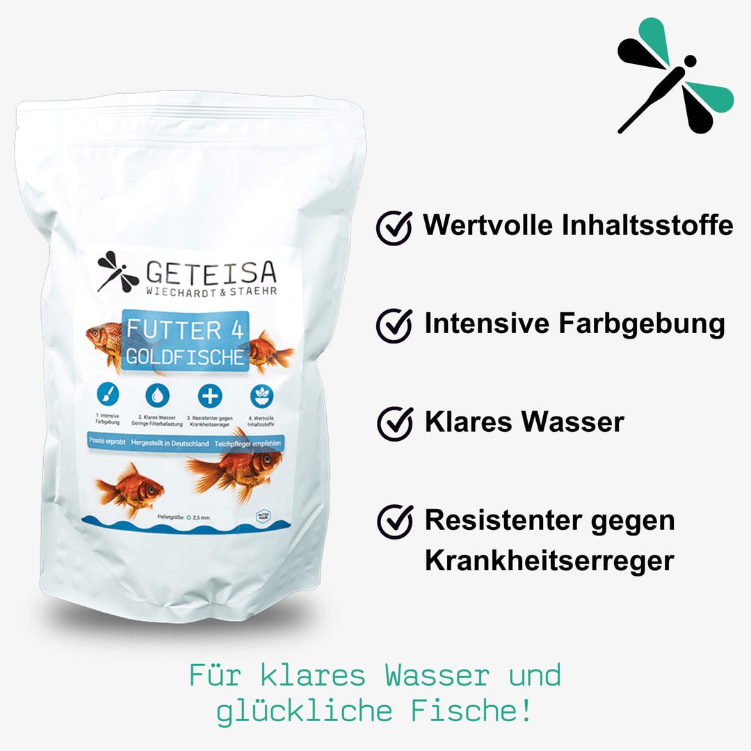 GETEISA Premium Goldfischfutter 1,5 kg - Hochwertige 2,5mm Teichpellets für Goldfische, Reich an Isl