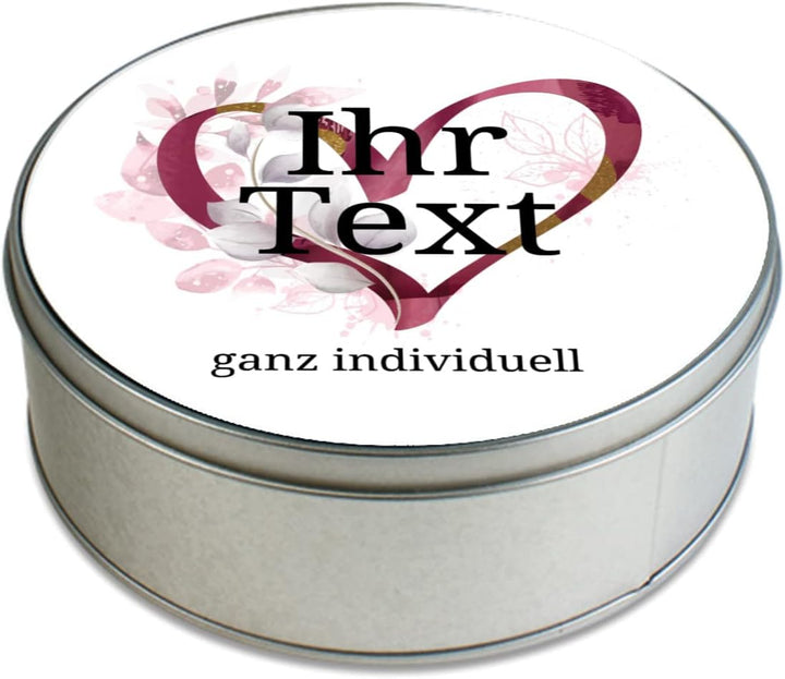 STEMPEL-FABRIK – personalisierbare runde Dose mit Name oder Wunschtext – Aquarell Motiv mit rotem He