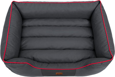 Hobbydog CORSCL12 Hundebett Hundesofa Hundekorb Tierbett Comfort, L, 65 x 50 cm, grau mit einem rote