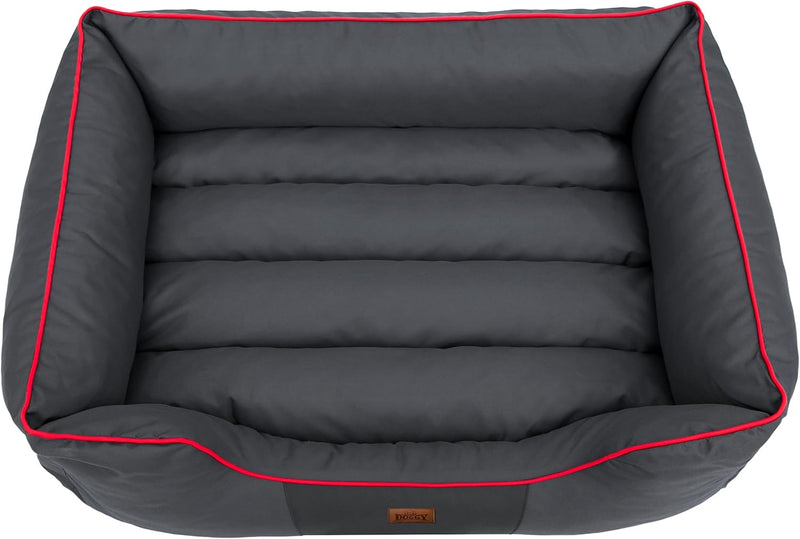 Hobbydog CORSCL12 Hundebett, Sofa, Korb Tierbett Comfort, Grösse XL, 82 x 62 cm, grau mit einem rote