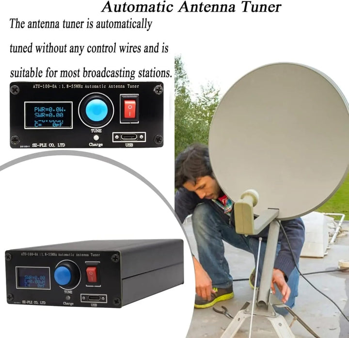 Automatischer ATU-100 Mini Antennentuner 0,96" Display USB Ladefunktion Radiotuner 1,8-55 MHz