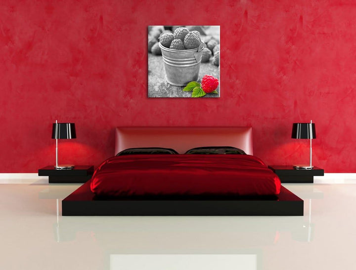 Pixxprint Früchte Eimer Obst Fruit Food als Leinwandbild/Grösse: 70x70 cm/Wandbild/Kunstdruck/fertig