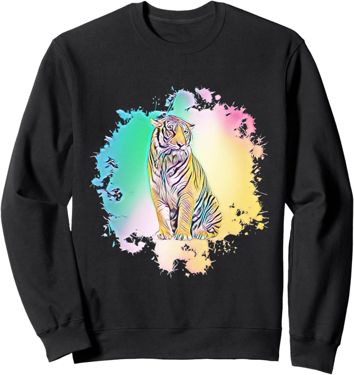 Tiger Motiv Raubkatzen Dschungel Katzen Zähne Krallen Tiger Sweatshirt