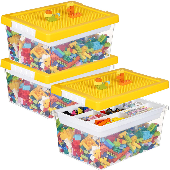 Aufbewahrungsbox Spielzeug mit Deckel & AbnehmbaresTablett,3er Spielzeug Box aus PP,Aufbewahrungskor