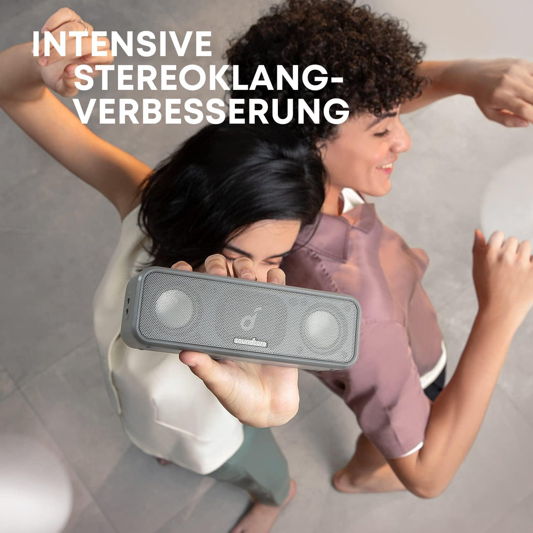 soundcore 3 Bluetooth Lautsprecher, Stereo-Sound, Audiotreiber mit Titan-Membran, PartyCast, BassUp,