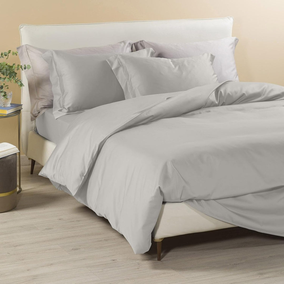 Caleffi Satin Bettwäscheset, Baumwolle, Silber/schwarz, 160 x 190 cm 160 x 190 cm Silber / Schwarz,