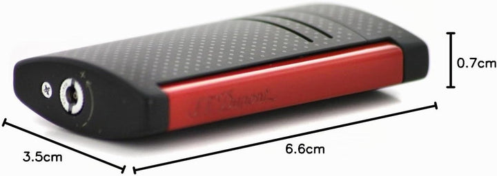 S.T. Dupont Maxijet-Feuerzeug, gebürstetes Chrom-P Mattschwarz-rot Matt Black/Red, Matt Black/Red