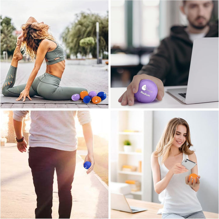 RYACO 6 Stück Gel Stressball für Erwachsene - Antistressball Mit verschiedenen Stärken und Grössen -