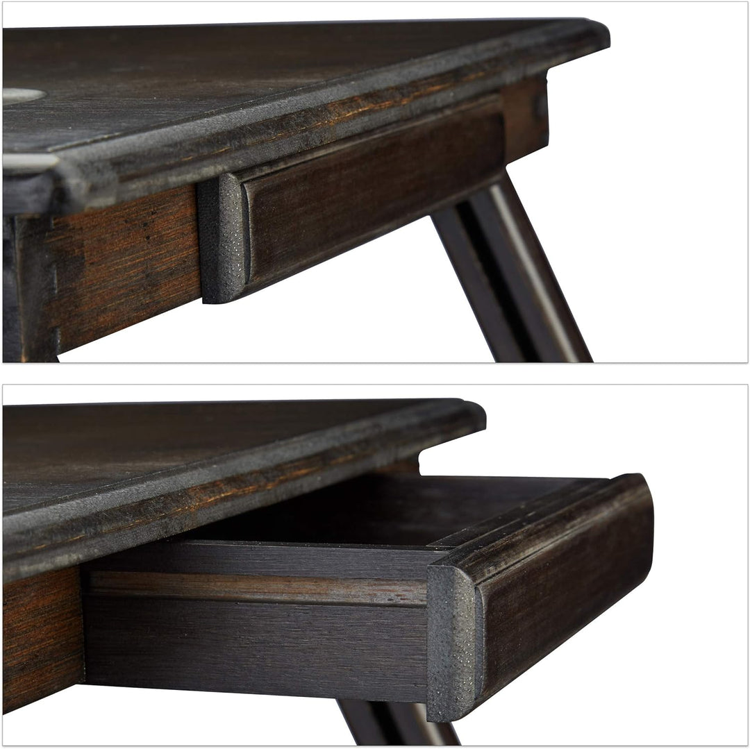 Relaxdays Bambus Laptoptisch, HBT: 24x60x35cm, höhenverstellbarer Laptopständer für Bett und Sofa, m