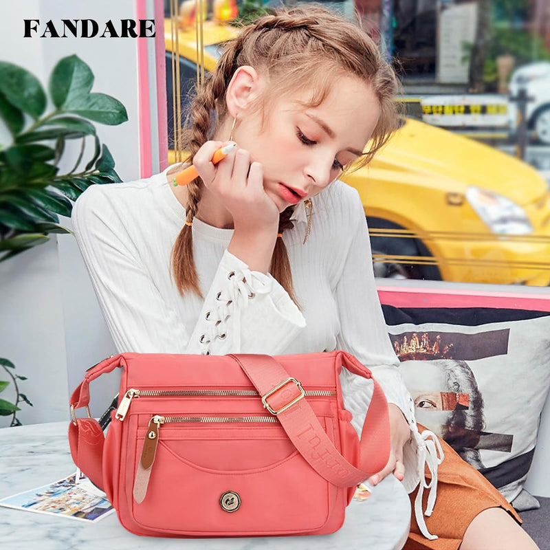 FANDARE Ultraleicht Damen Umhängetasche Nylon Schultertasche Handtaschen Elegant Umhängetasche mit v