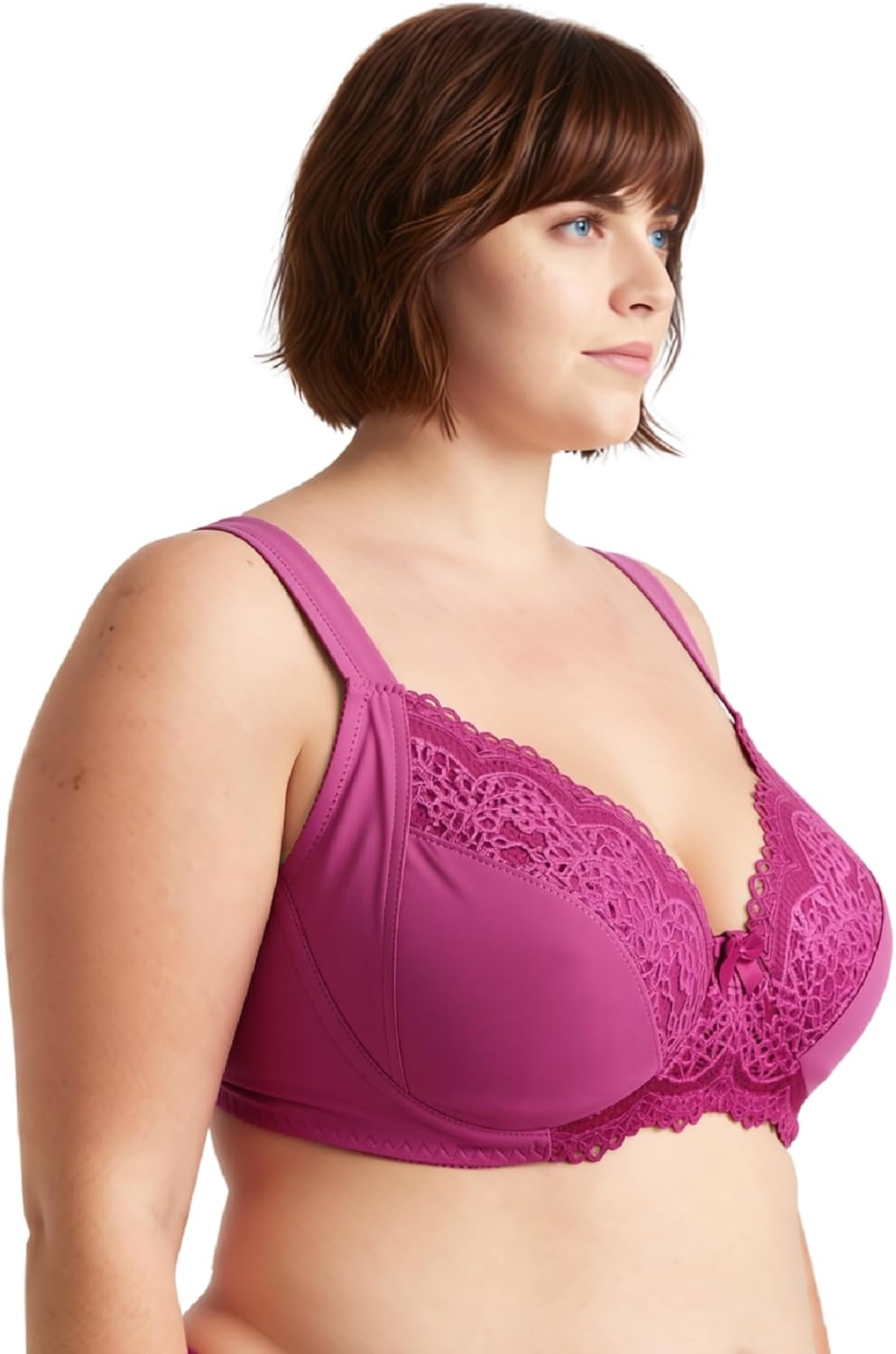Curve Muse Übergrösse Ungefüttert Bügel Spitzen-BH mit gepolsterten Schultergurten-2er Pack 75B Blau