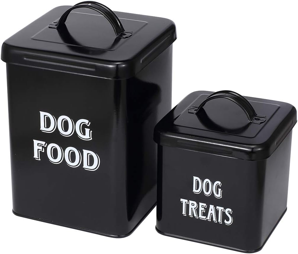 Pethiy Hundefutter und hundeleckerli behälter Set mit Schaufel –Beschichteter Kohlenstoffstahl – dic