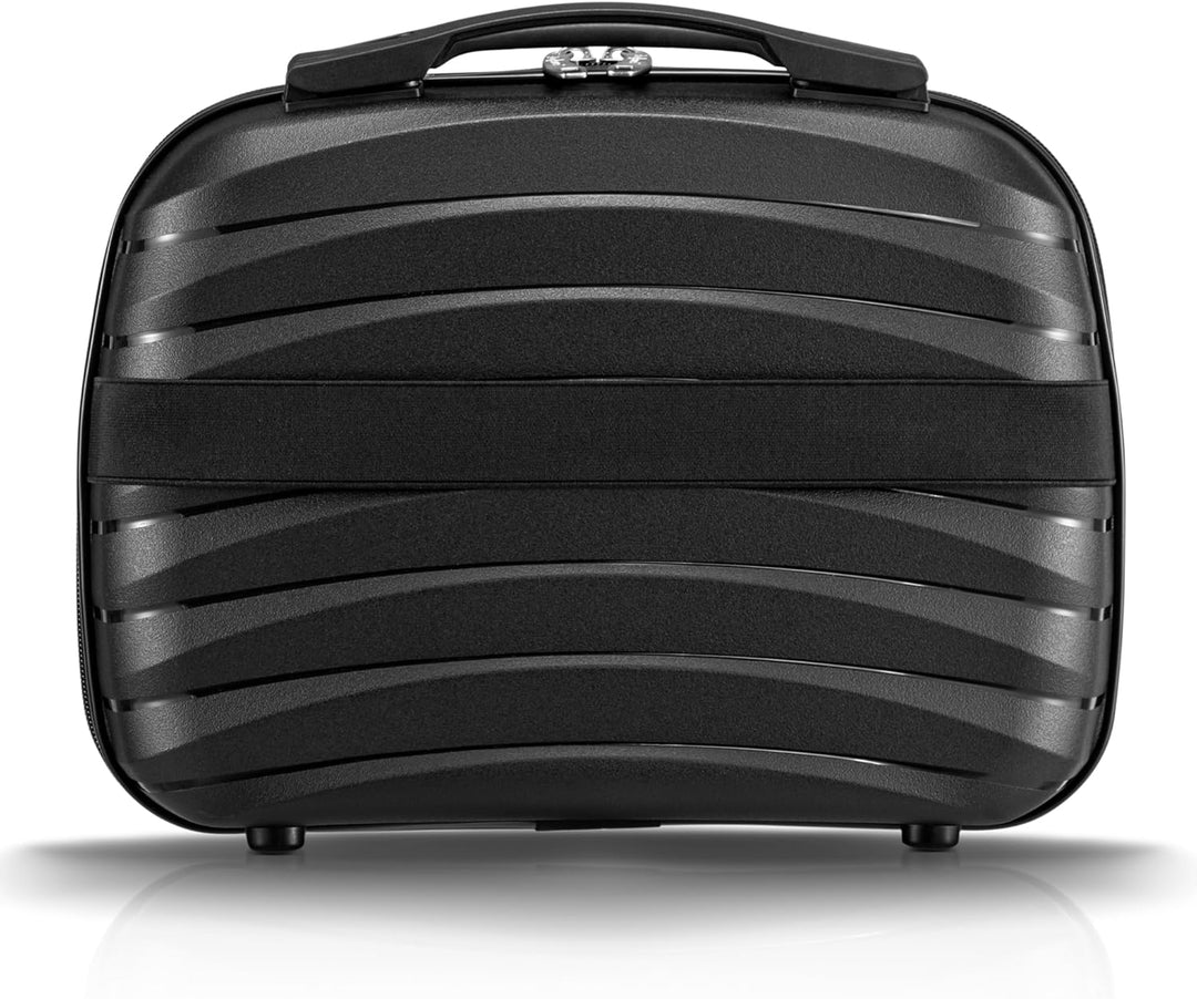 Zelsius Koffer Set 4 Stück, Schwarz | Hartschalenkoffer mit TSA Zahlenschloss, Doppelrollen und Inne