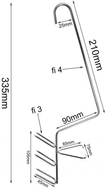 AlcoFermBrew Räucherhaken für Fleisch und Fisch (5 x Haken zum Räuchern von Karpfen mit Kopf), 5 x H