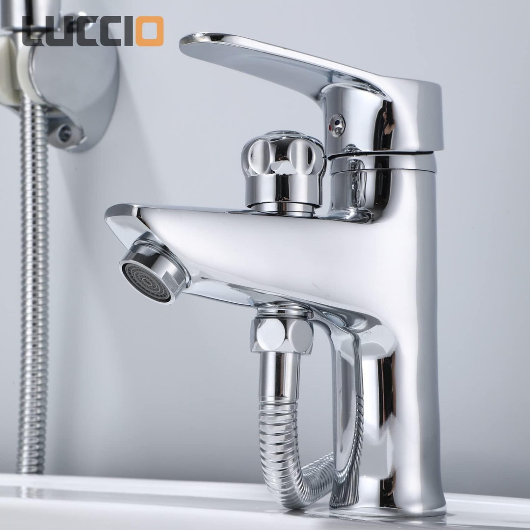 ZXC Waschtischarmatur mit Umsteller für Brause, hochwertige Einhebel Waschbecken Armatur inklusive B