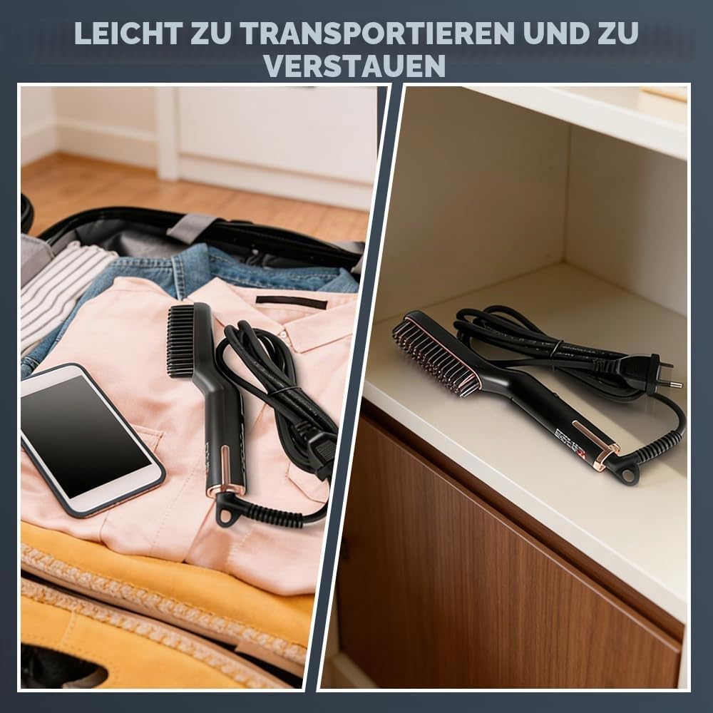 Bartglätter für Männer, 3 in 1 Bart Glätteisen, Elektrische Bart Glättbürste 3 Wärmestufen Verbrühsc