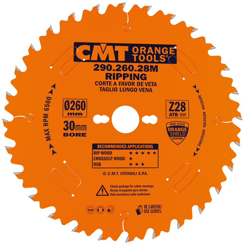 CMT – 290.260.28 M – Kreissägeblatt HW 260 x 2.8 x 30 Z = 28 ATB 20 Grad