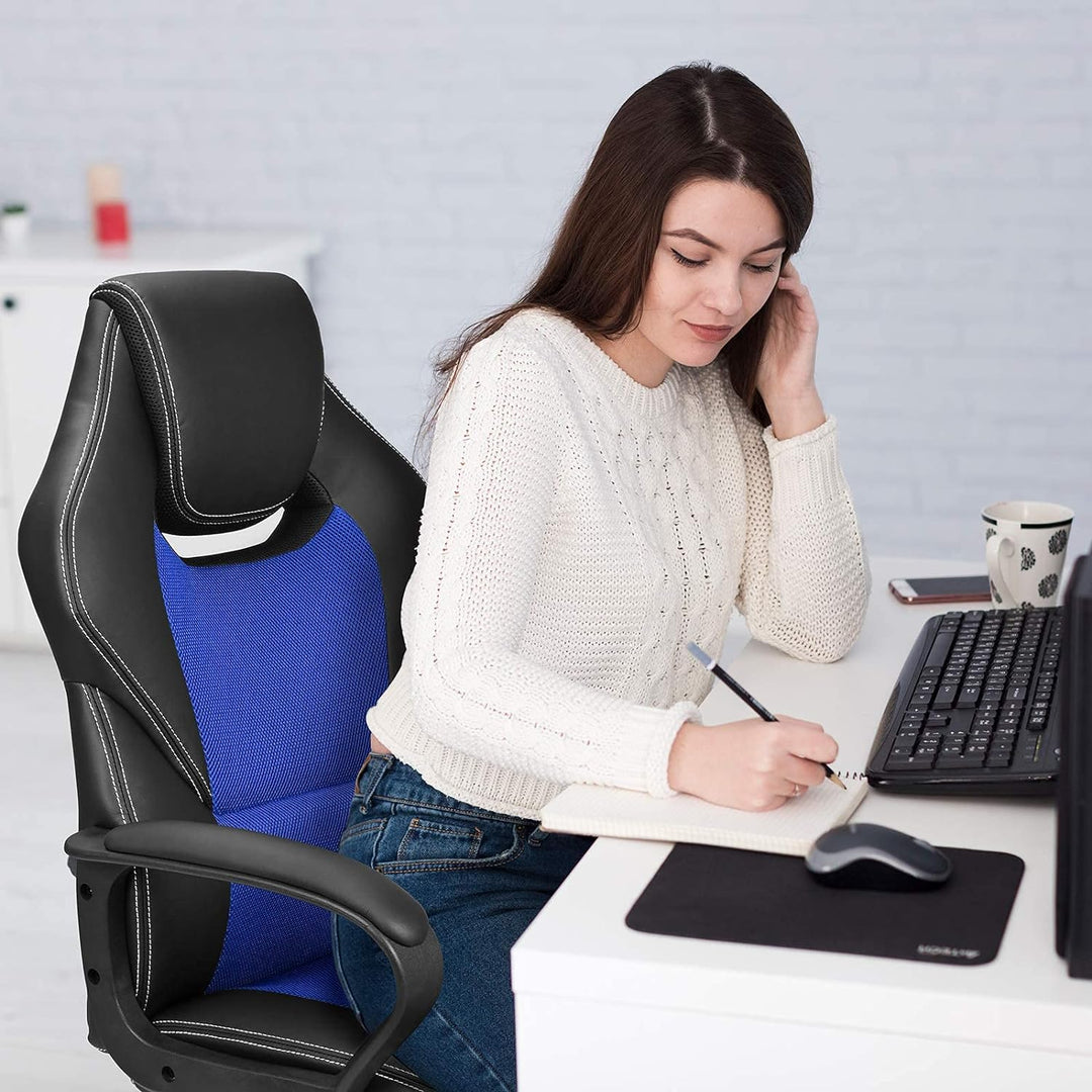 BASETBL bürostuhl Racing Gaming Stuhl schreibtischstuhl, Holzwerkstoff, Blau,