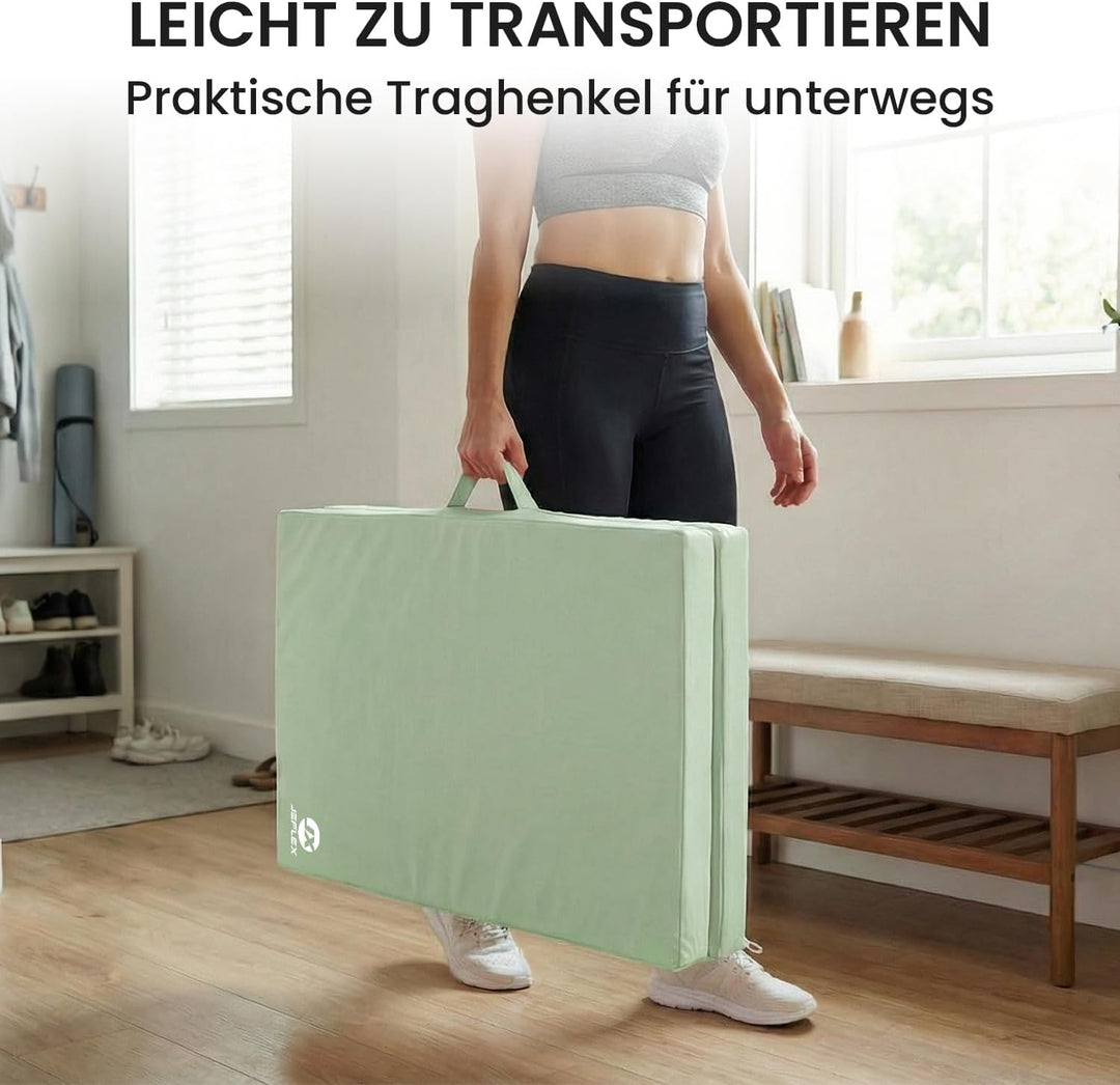 Jeflex – Klappbare Weichbodenmatte &amp; Turnmatte 1 Mal klappbar - 200 x 70 x 8 cm - MADE IN GERMANY/Gy
