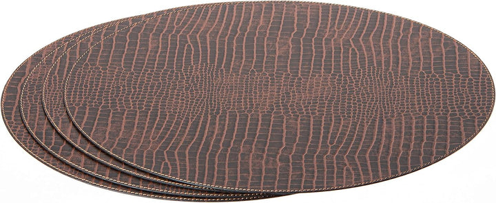 Nikalaz Oval Platzsets aus Recyceltem Leder, 4 Stück Tischsets, Tisch-Matten, Platzdeckchen 45.7 x 3