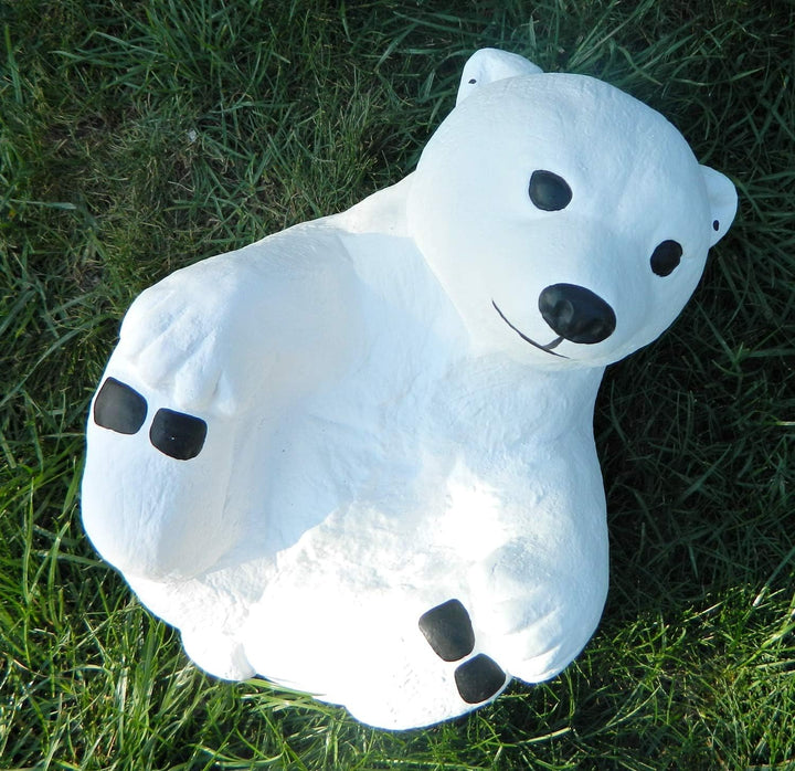 Gartenfigur Kleiner Eisbär auf Rücken liegend Höhe 18 cm Tierfigur Gartendeko Eisbärfigur Dekofigur