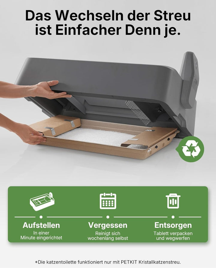 PETKIT Kristallkatzenstreu, Ersatzschale mit Weisse Kristall Katzenstreu,Geruchskontrolle, Staubfrei