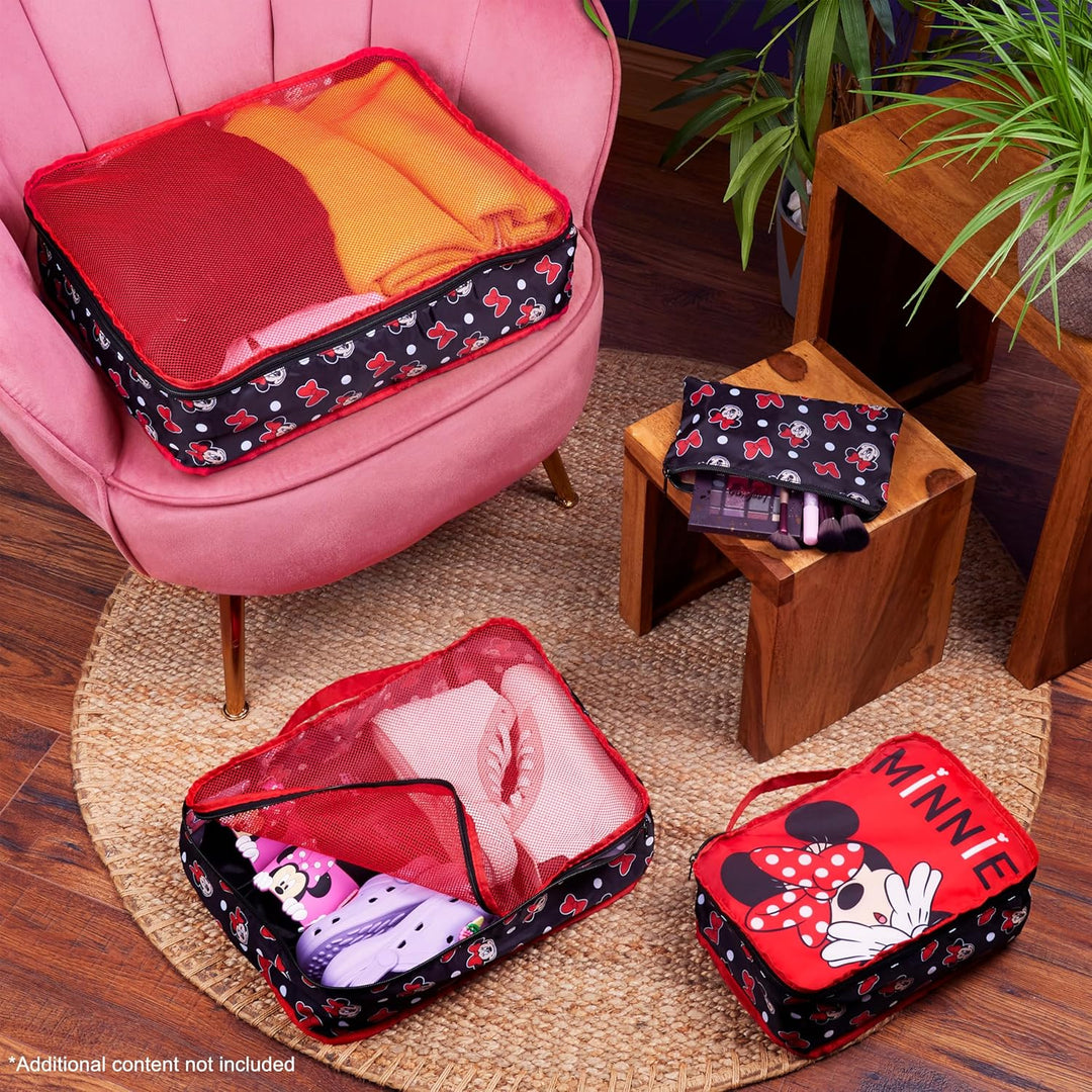 Disney Travel Organizer Taschen 4er-Set mit 3 Packing Cubes & 1 Kosmetiktasche Blau - Reise Zubehör