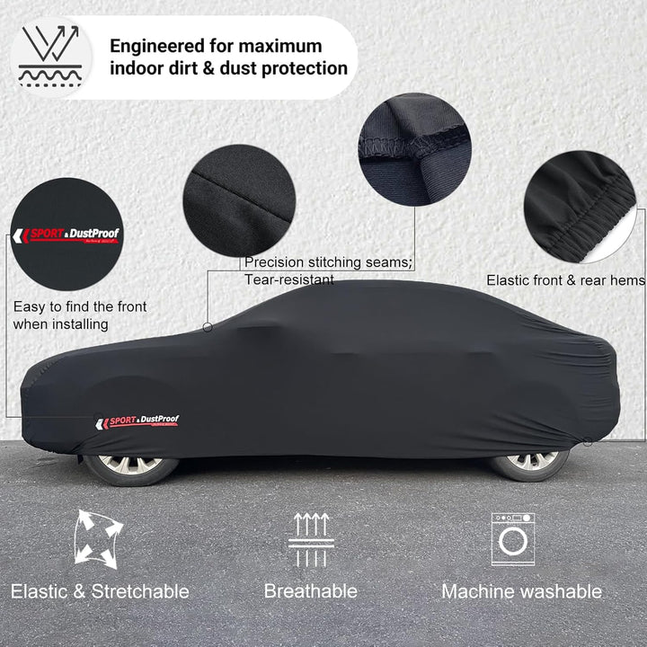 Premium Auto Abdeckplane Indoor Stretch Autoabdeckung, Weiches Innenfutter, Atmungsaktiv, Staubdicht