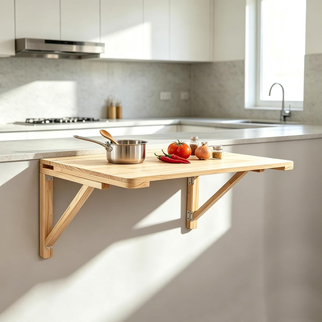 Klapptisch Wand, Kleiner Wandtisch 80x50 cm, Wandklapptisch Aus Massivholz, Platzsparender Schwimmen