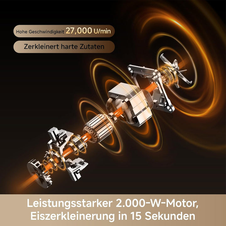 Dreame BlendLogic™ Hochleistungs-Mixer, iDetect™-Technologie, 2 Tritan™ Mixbecher (2,0 L & 700 mL),