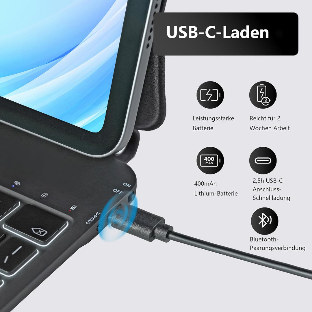 Magic Keyboard für iPad Pro 11 Zoll (M5 2025 / M4 2024),Bluetooth Magnetischer Ständer iPad Pro 11 i