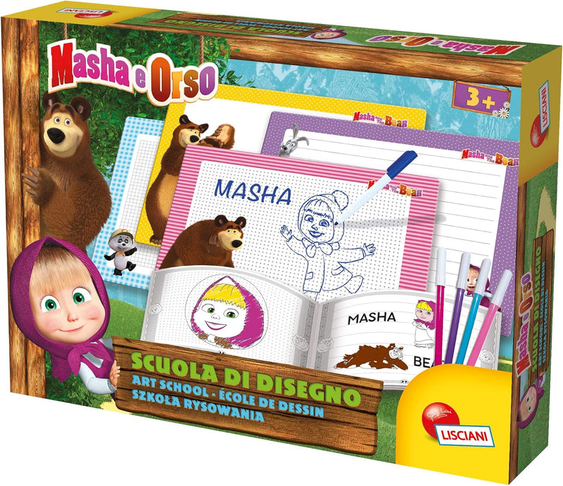 Liscianigiochi 85996 masha and The Bear masa und der bär Zeichenschule, Mehrfarbig, S