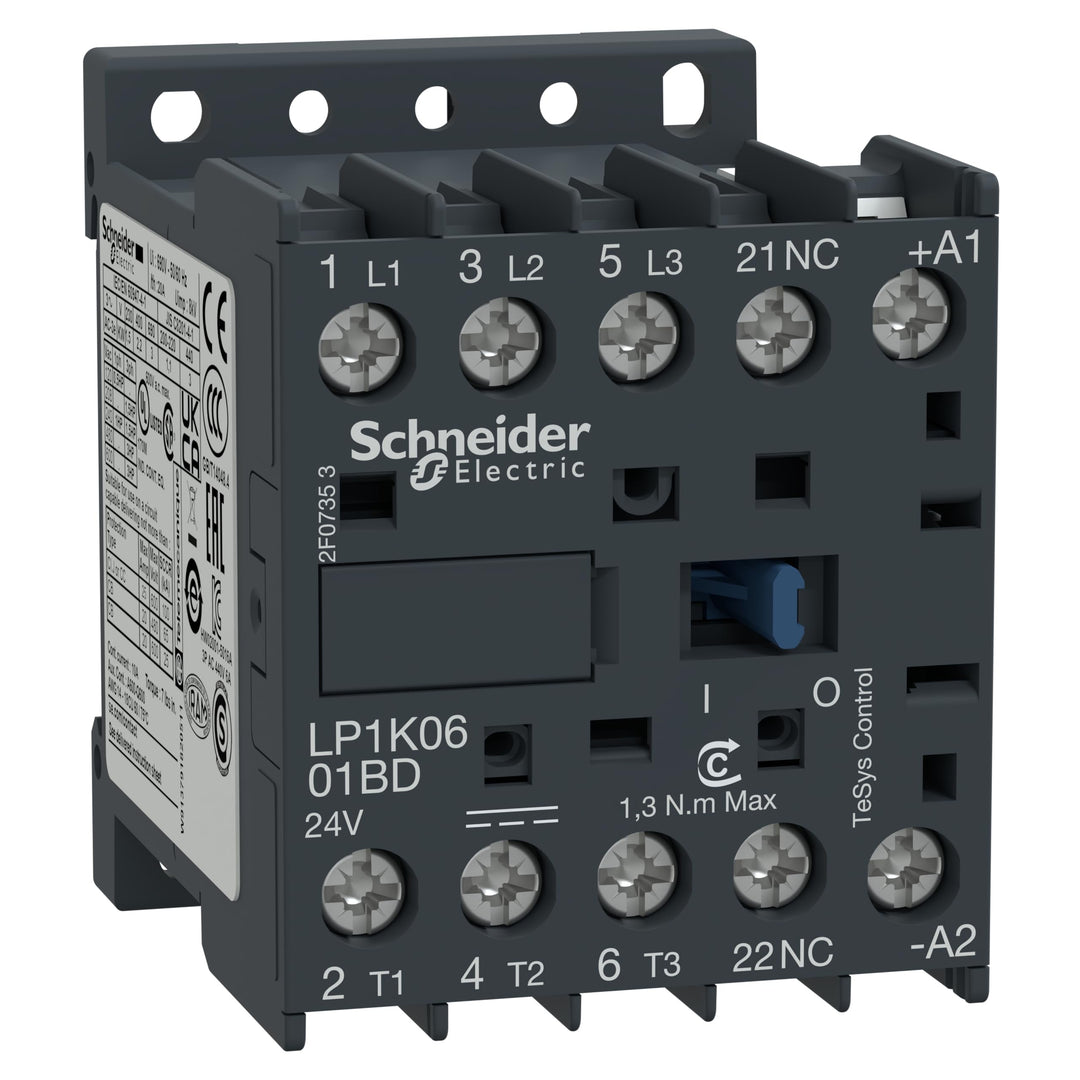Schneider Electric - Leistungsschütz LP1K 3p, 400 V AC3, Spule 24 V DC, +1Ö, 4 kW, 9 A, LP1K0901BD 4