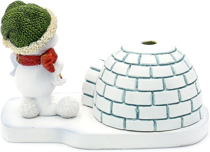 Keramik Schneemann - Deko, Winterkind, Schneemann, Räuchermännchen, Rauchfigur, Schneekind mit grüne