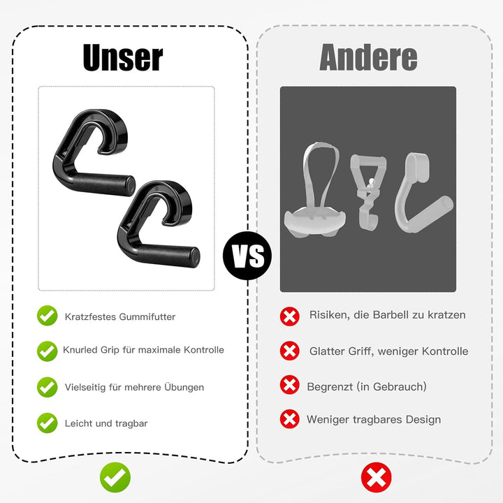 Fitness Griffe für Klimmzugstange, Haken Klimmzug Zubehör mit Anti Rutsch Silikon, Ergonomisches fit