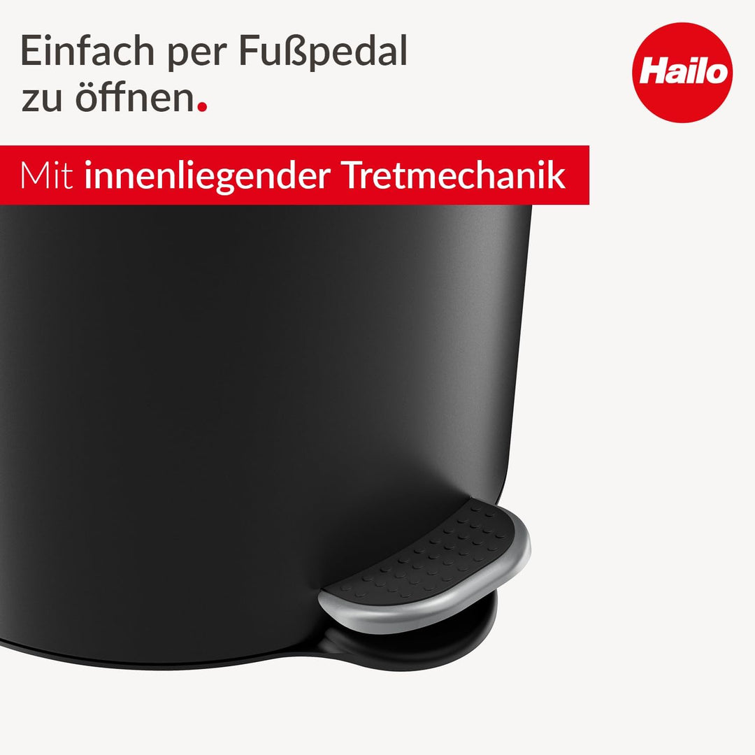 Hailo Selekta by runder Tretmülleimer mit Soft Close Deckel - 20L Fassungsvermögen - herausnehmbarer