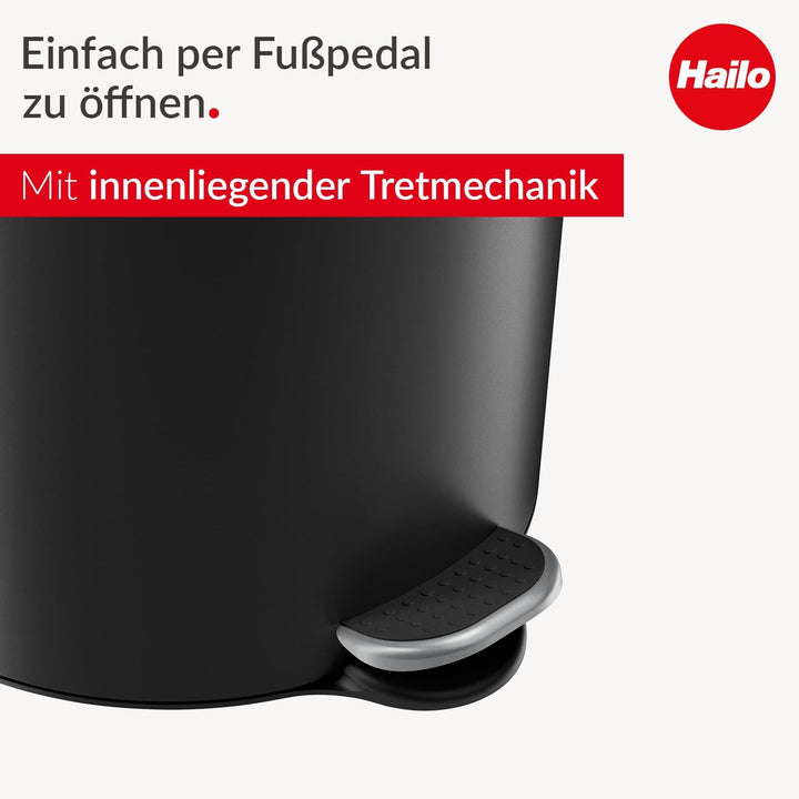 Hailo Selekta by runder Tretmülleimer mit Soft Close Deckel - 20L Fassungsvermögen - herausnehmbarer