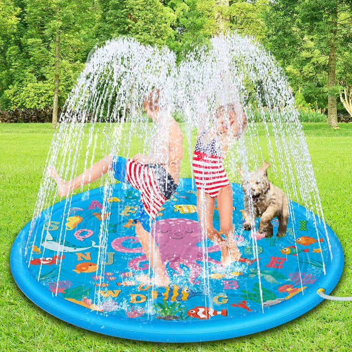 Wasserstrahlmatte für Kinderspielzeug, 170cm Sprinkler Wasser-Spielmatte,Spritzschutz,Baby-Pool zum