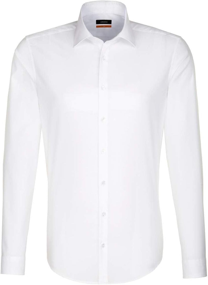 Seidensticker Herren Business-Hemd - Slim Fit Bügelfrei Kent-Kragen Langarm 100% Baumwolle Extra